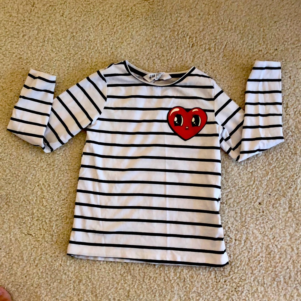 Girls toddler H&M Happy Heart striped Long sleeve top